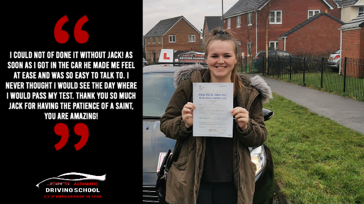 Leah passed her automatic driving test in Atherton with JSR's Automatic Driving School. She said 'I could not have done it without Jack! As soon as I got in the car he made me feel at ease and was so easy to talk to. I never thought I would see the day where I would pass my test. Thank you so much Jack for having the patience of a saint, you are amazing!'.