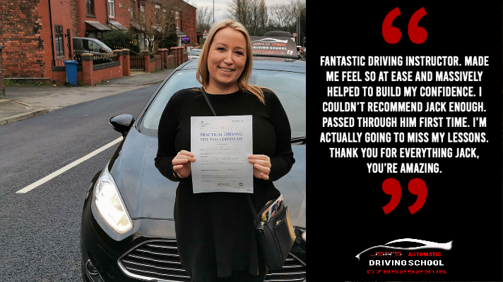 Maria stands in front of the automatic car she passed her practical driving test in, she left us this review: 'Fantastic driving instructor. Made me feel so at ease and massively helped to build my confidence. I couldn’t recommend Jack enough. Passed through him first time. I’m actually going to miss my lessons.
Thank you for everything Jack, you’re amazing.'